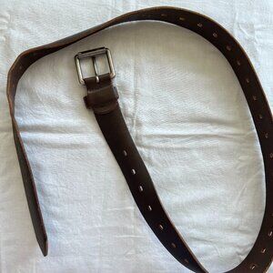 Genuine Dickies Brown Leather Belt with Silver look buckle